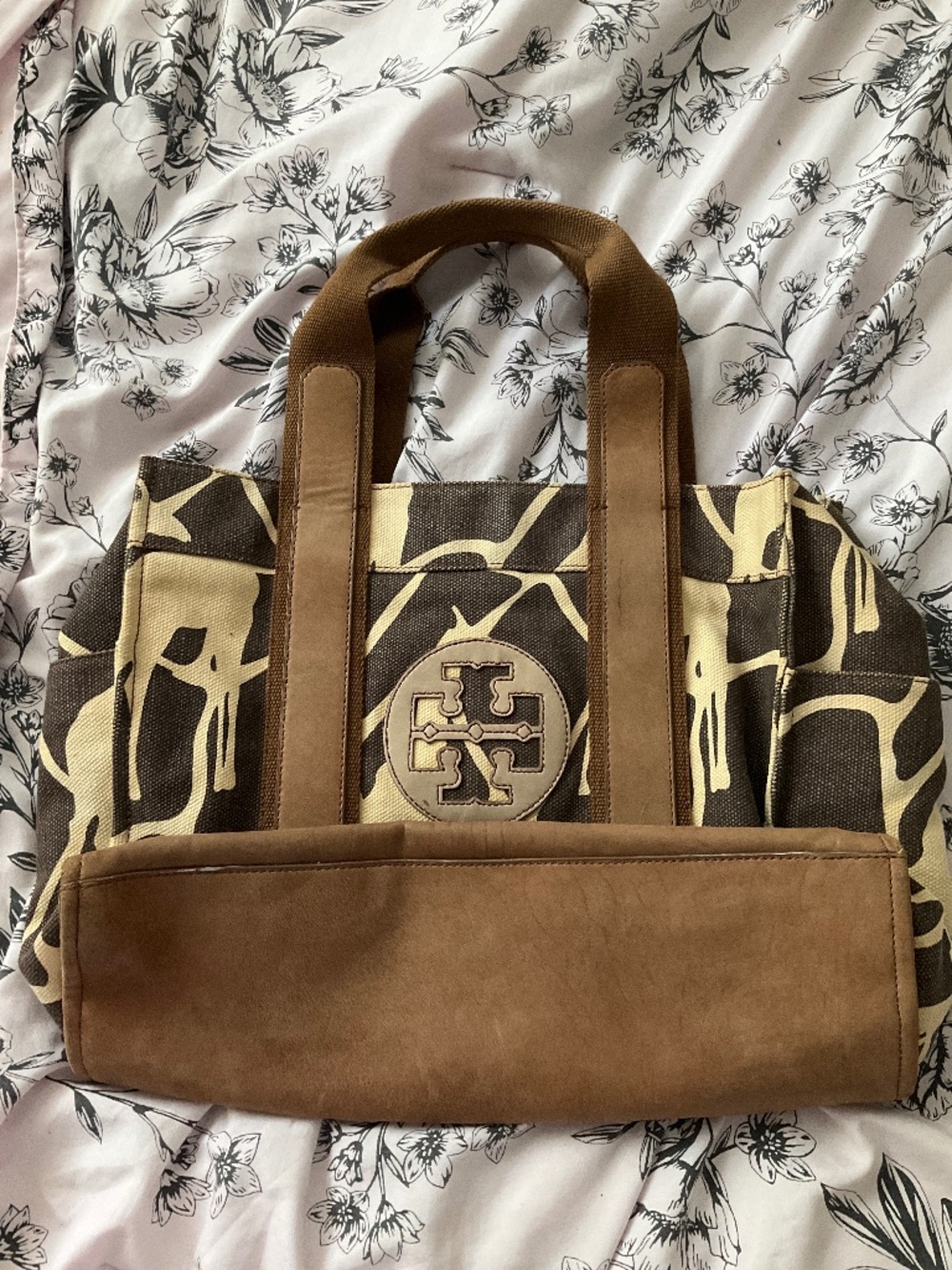 Tory Burch Giraffe Print Canvas Beach Tote